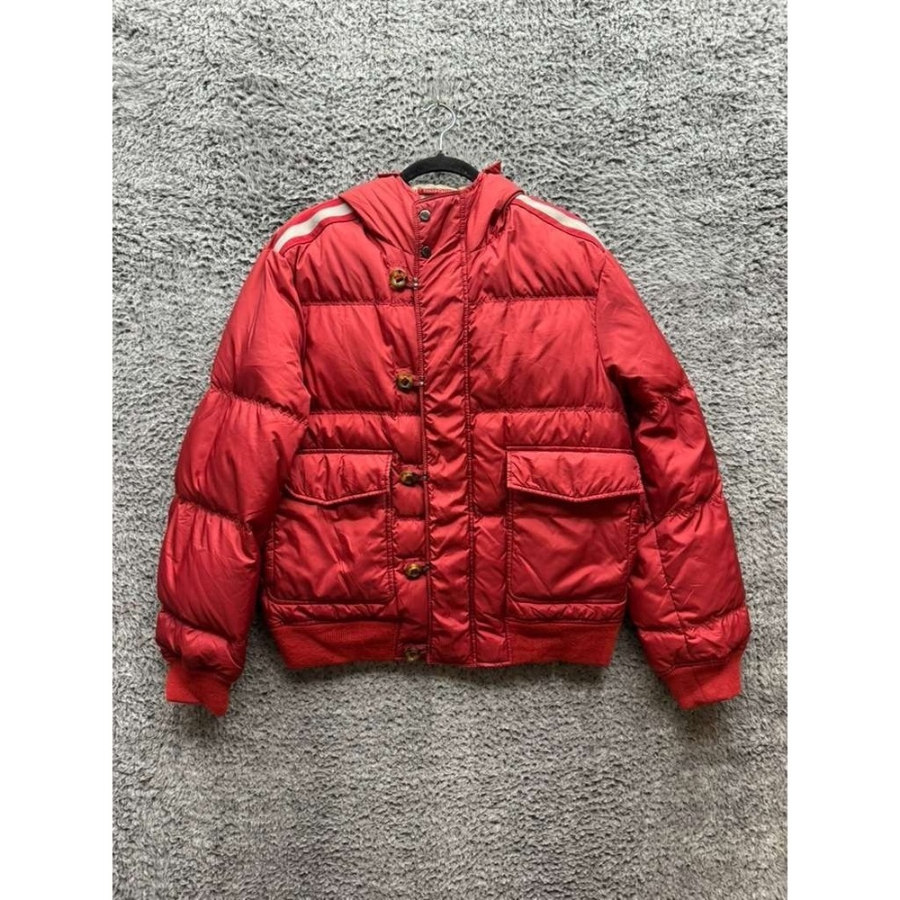 Henry Cotton's Modern Country Quilted Hooded Down Puffer Jacket Red Mens Size 50